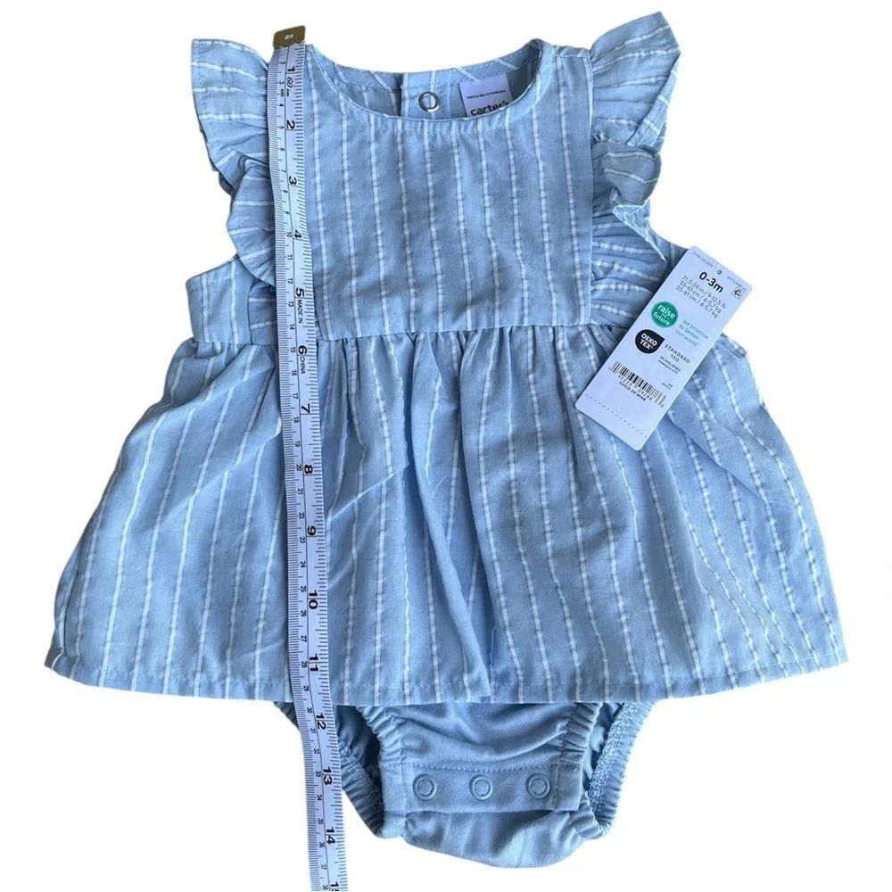 Carter's Blue and White Diaper Covers with Ruffled Details